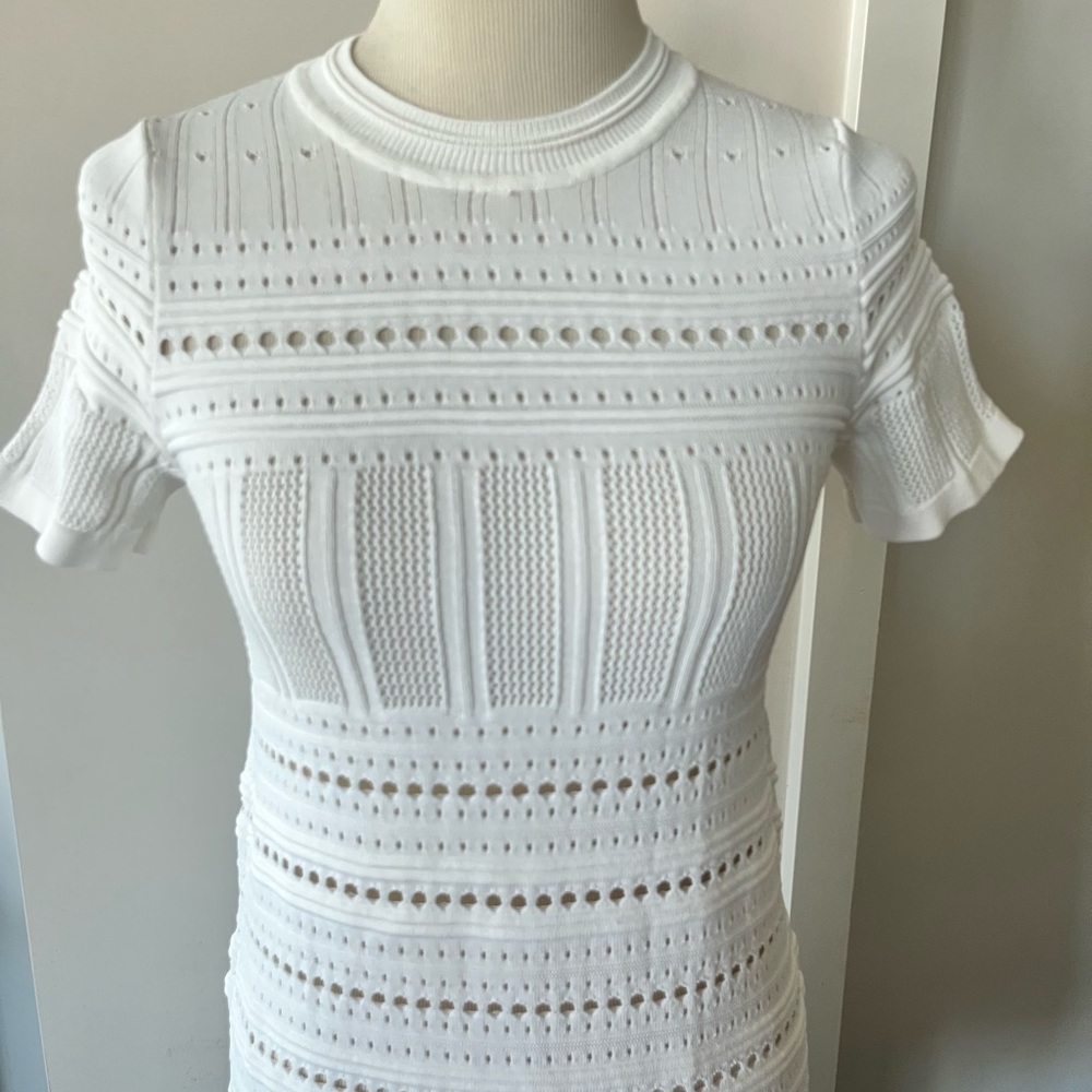 Zara white knit short sleeve dress XS